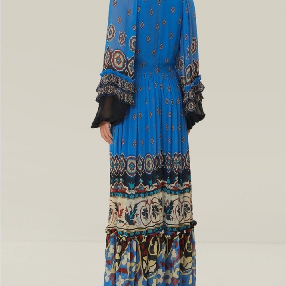 FARM Rio Blue Patterned Long Sleeve Dress - Picture 5 of 15